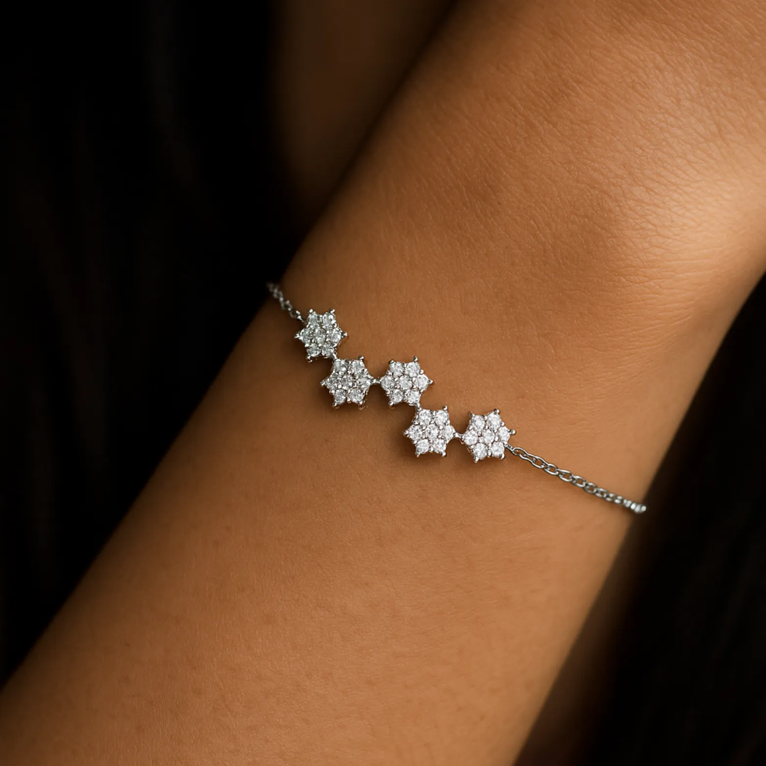 Starlight Cluster Silver Bracelet