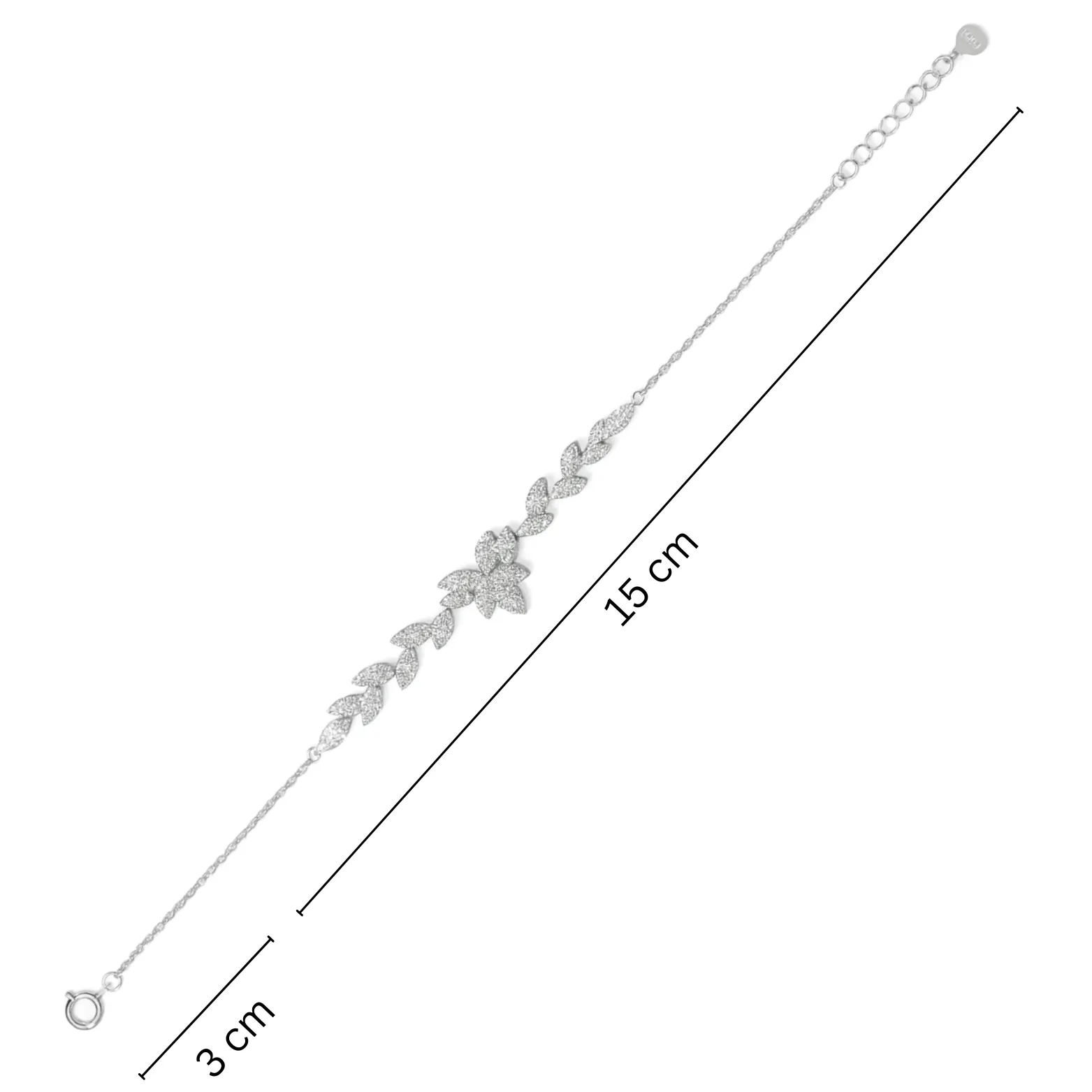 Leafy Vine Silver Bracelet with CZ Stones