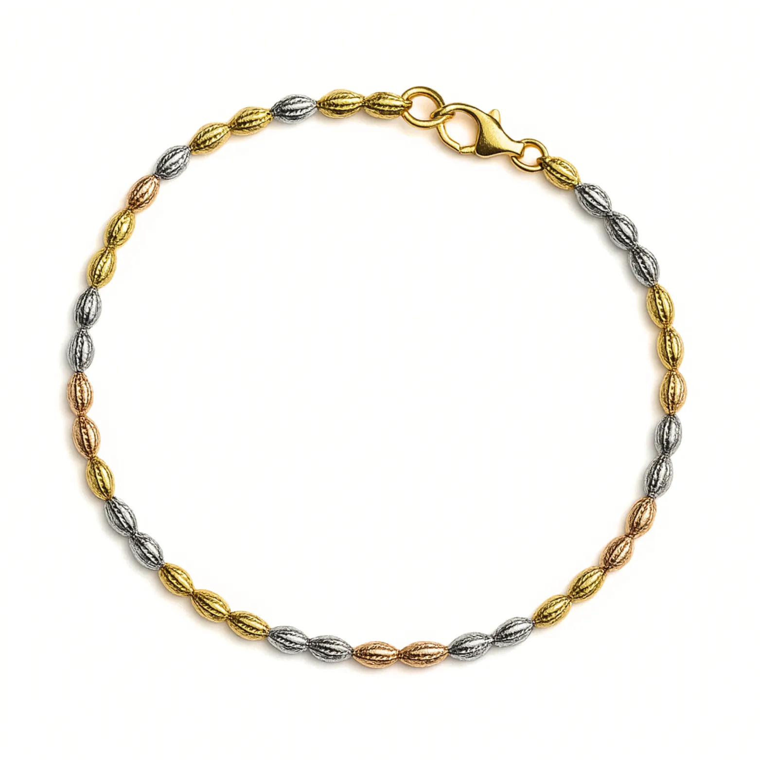 Dual-Tone Twisted Bead Silver Bracelet