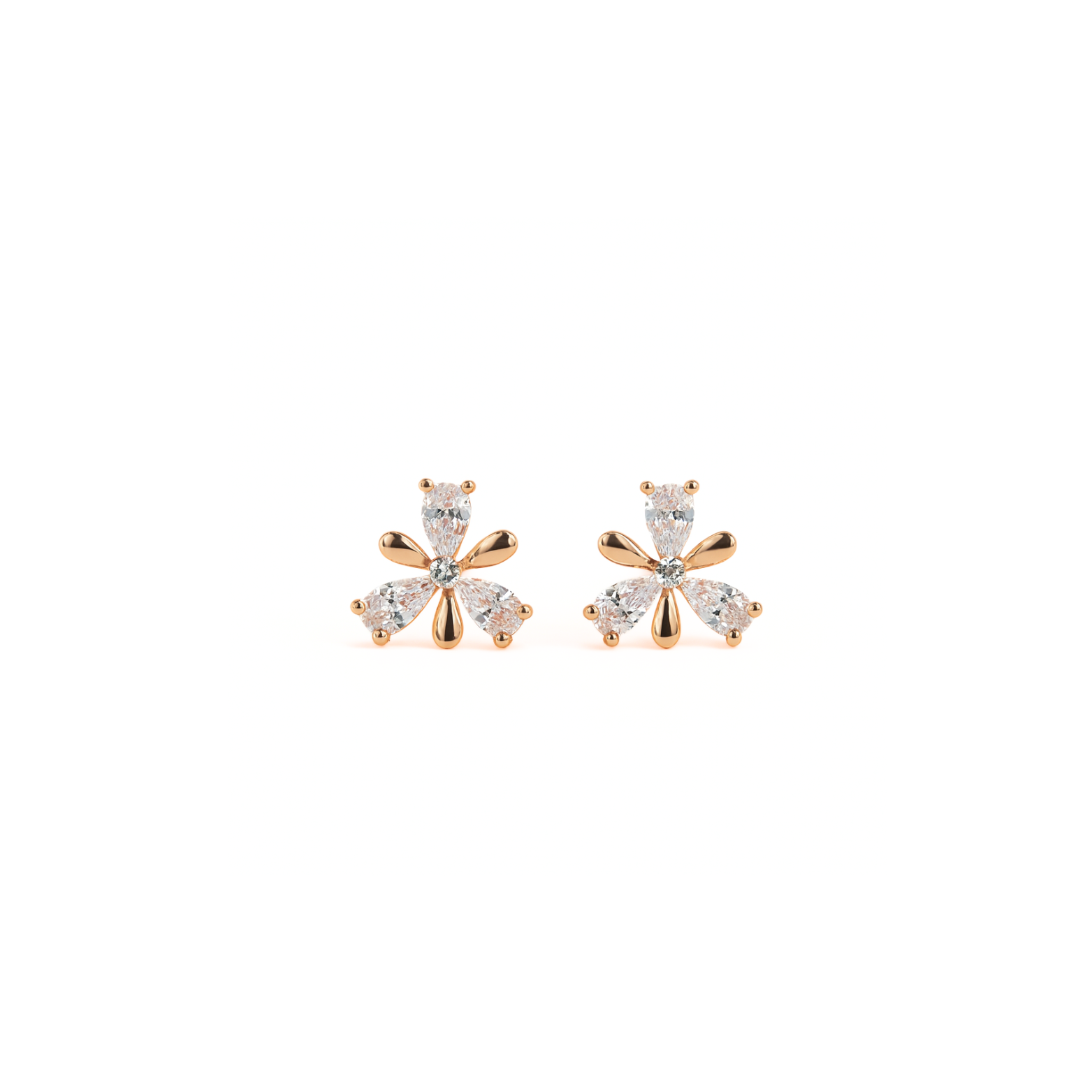 Blossom Radiance Rose Gold Floral Stud 