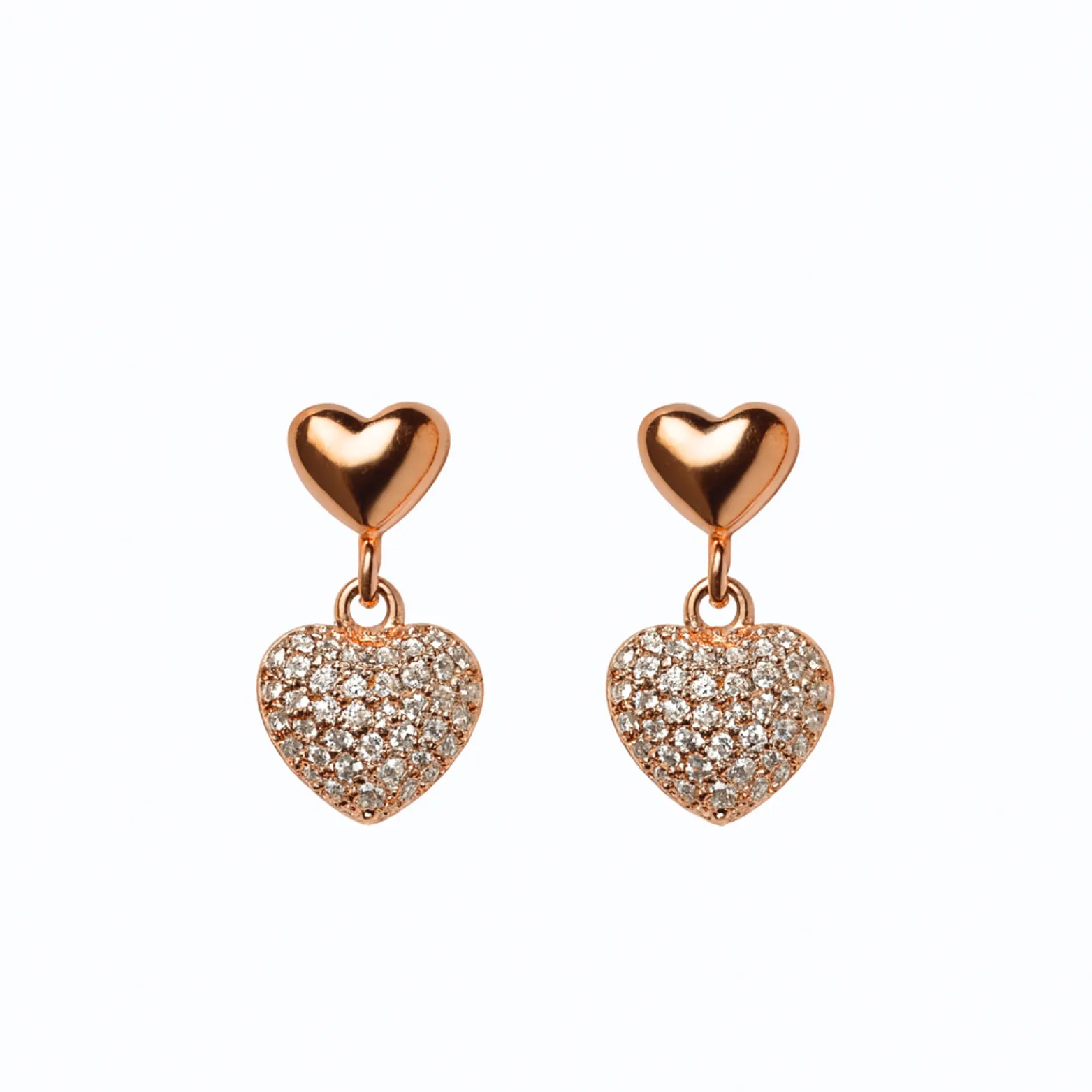  Rose Gold Heart Dangle Earrings