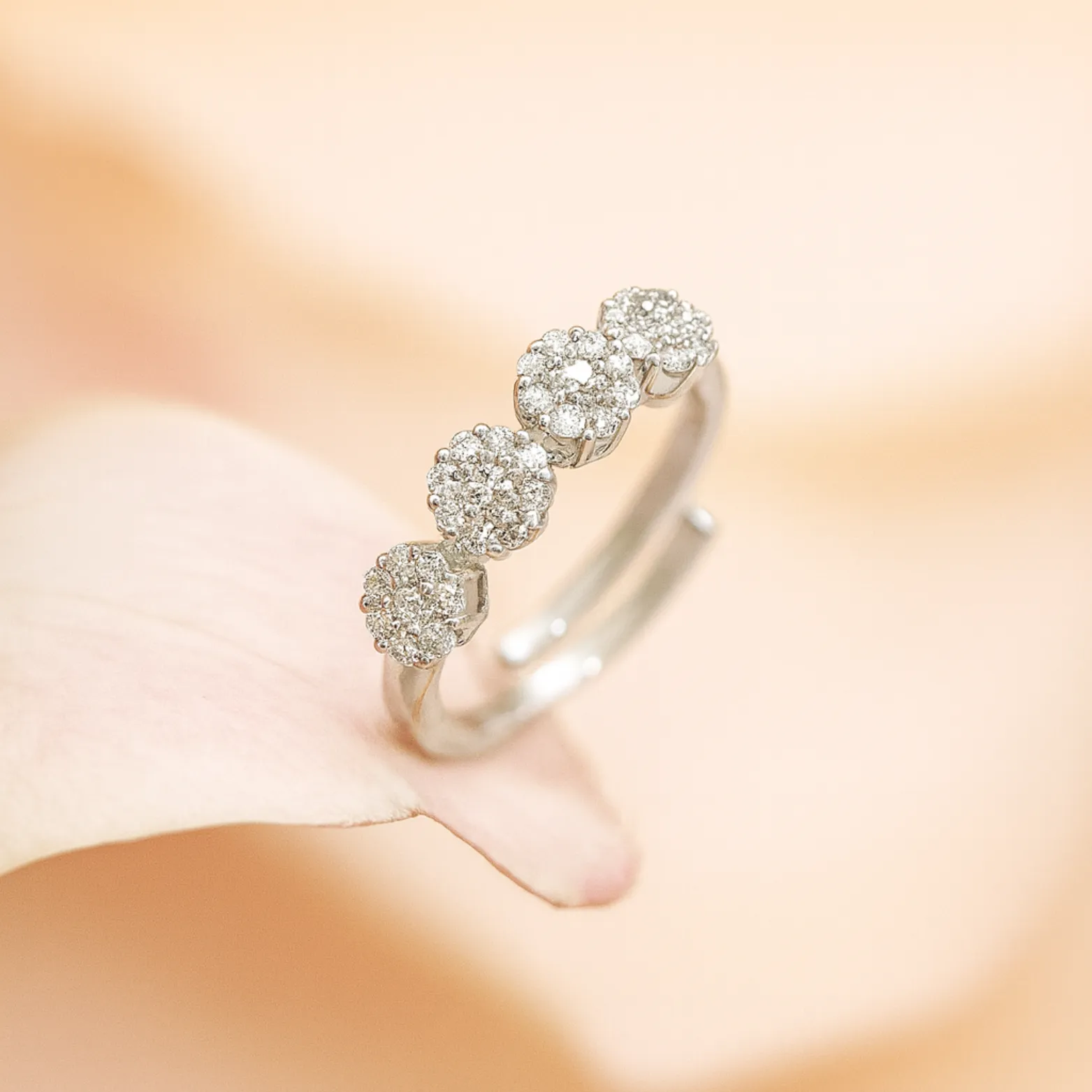 Floral Cluster Adjustable Ring