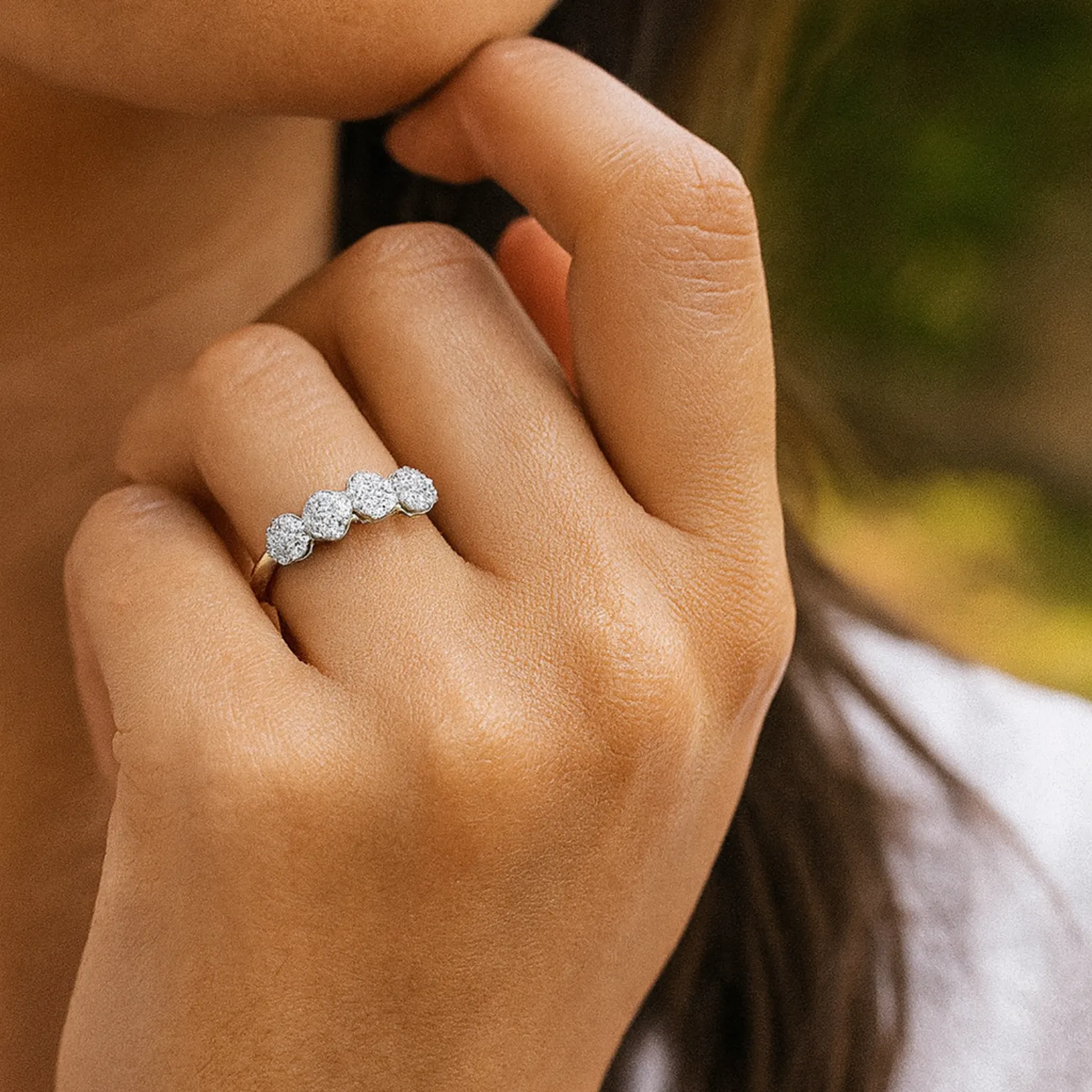 Floral Cluster Adjustable Ring