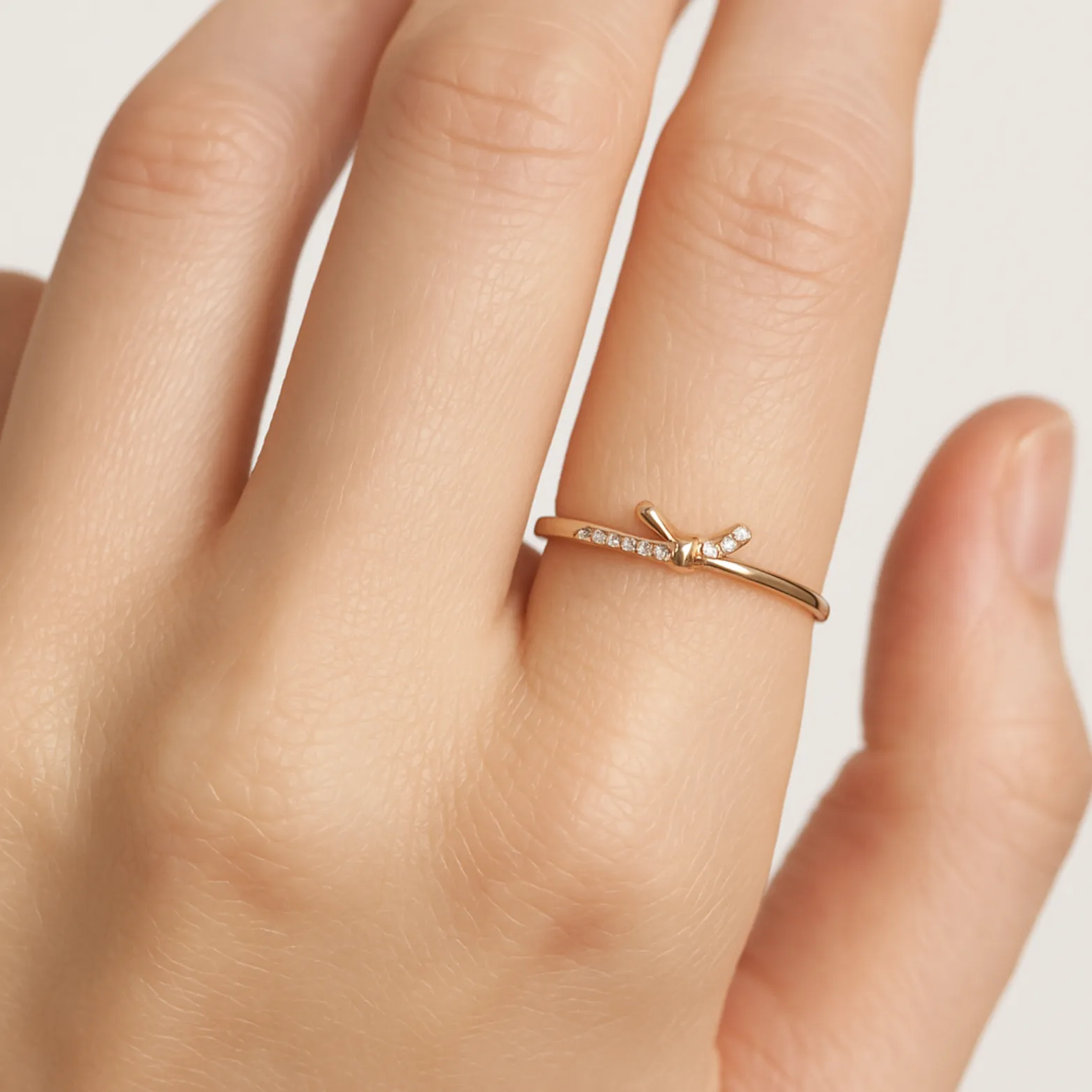 Rose Gold Bow Knot Silver Ring