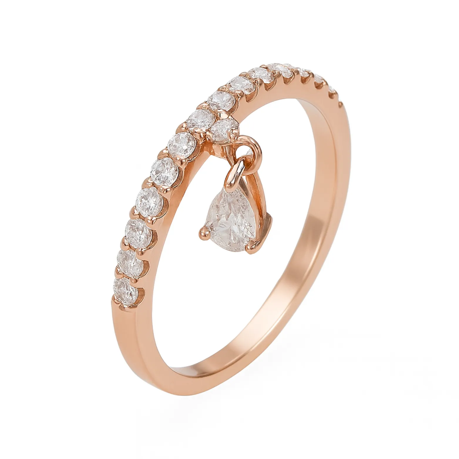 Teardrop Dangle Rose Gold Ring