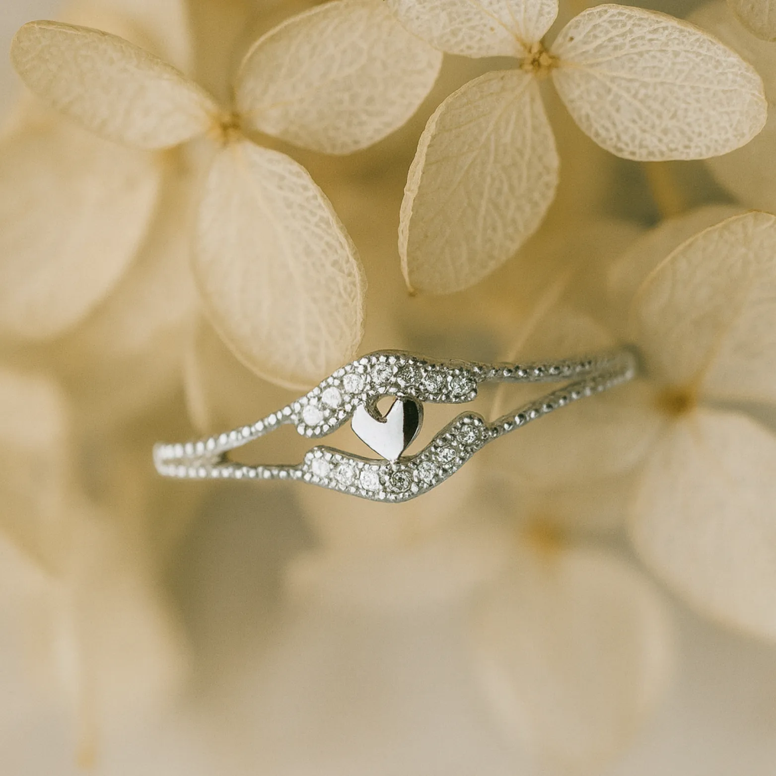 Silver Embrace Heart Ring