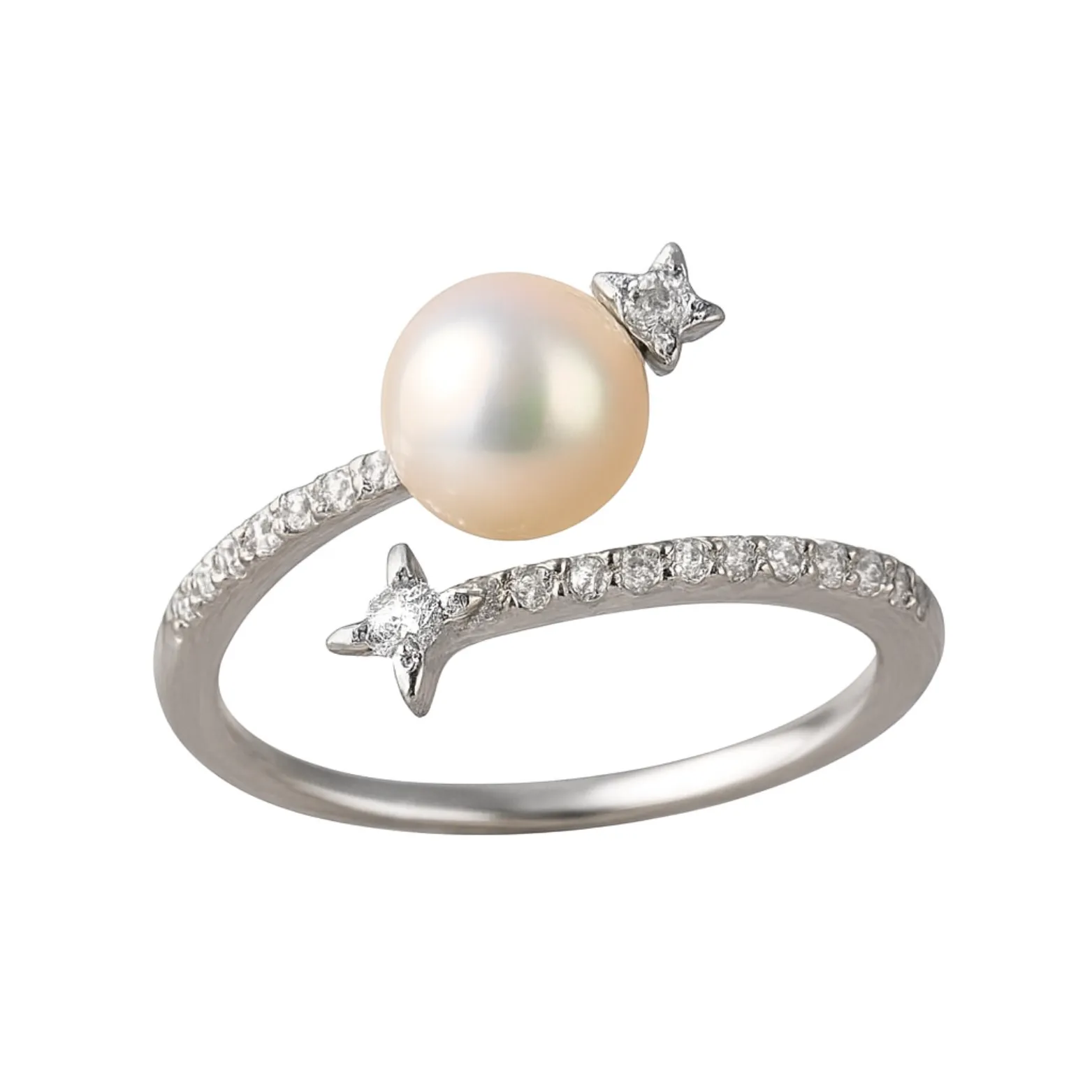 Celestial Pearl Star Silver Ring