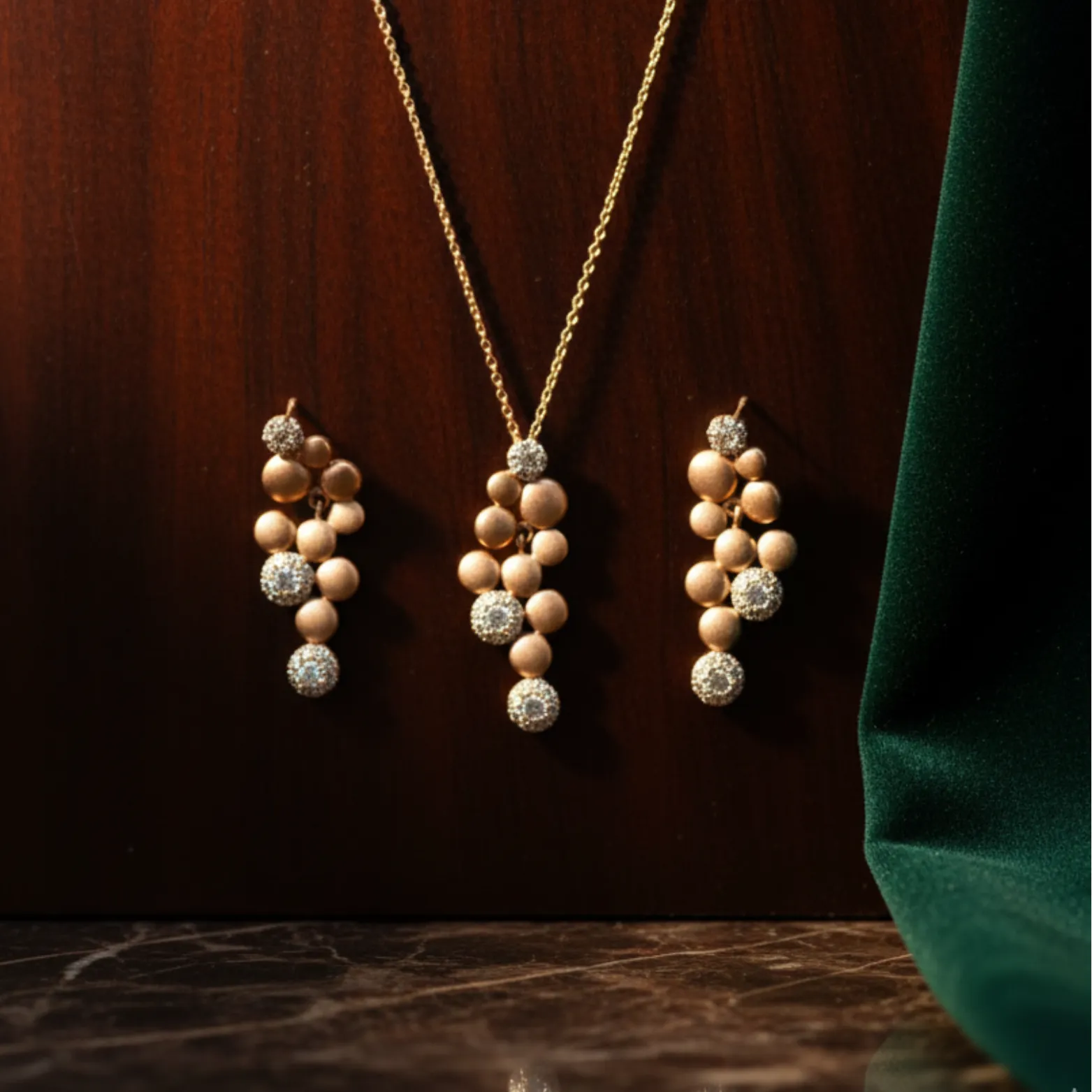 Radiant Cluster Pendant  Earrings Set