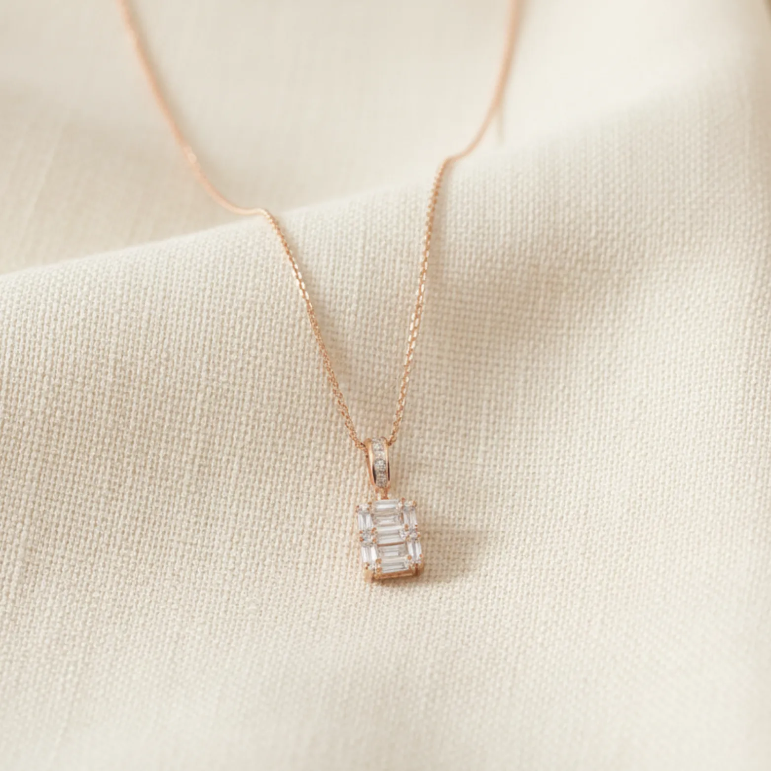 Radiant Baguette Pendant and Earrings Set