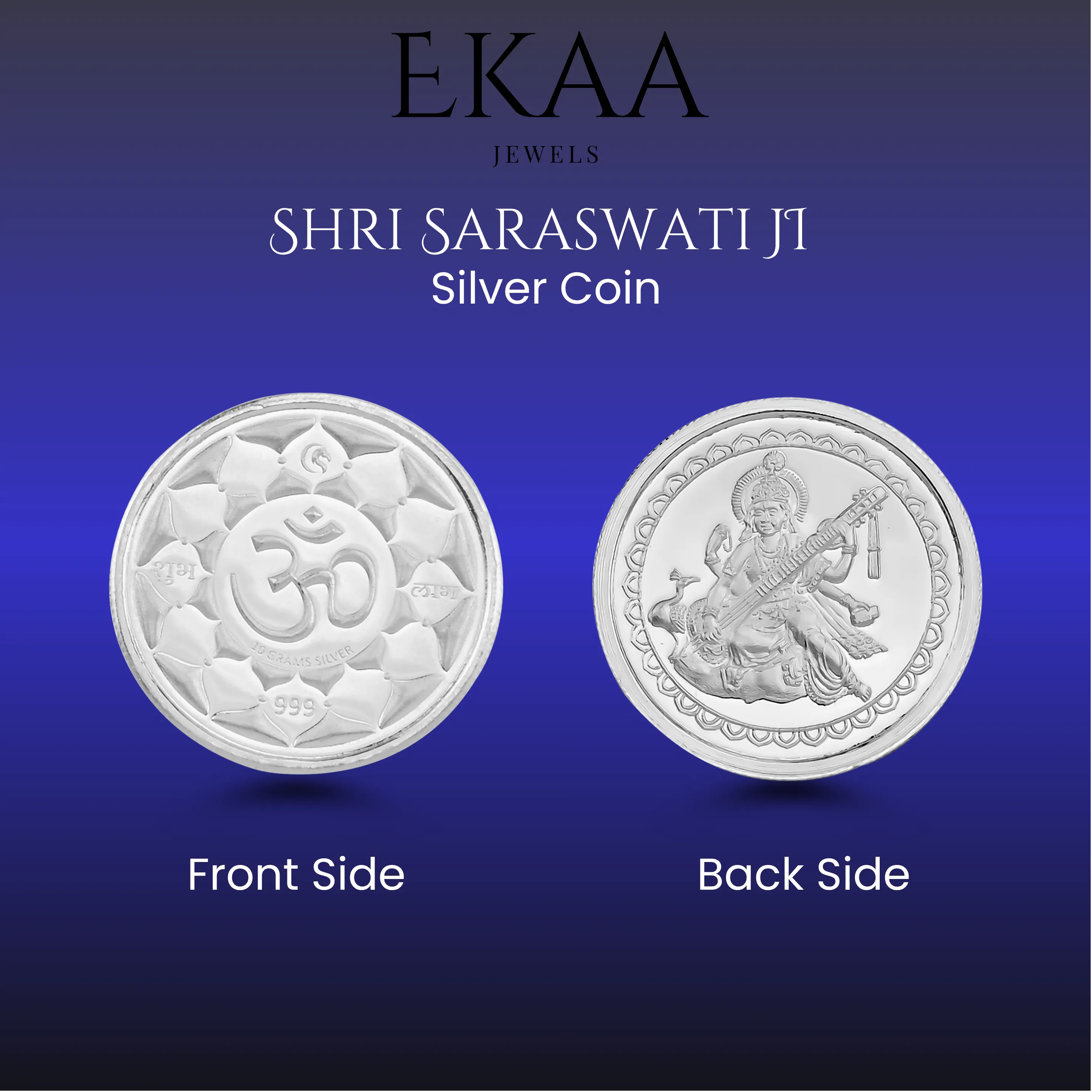 Shri Saraswati Ji 10 Gram 999 Fine Silver Coin
