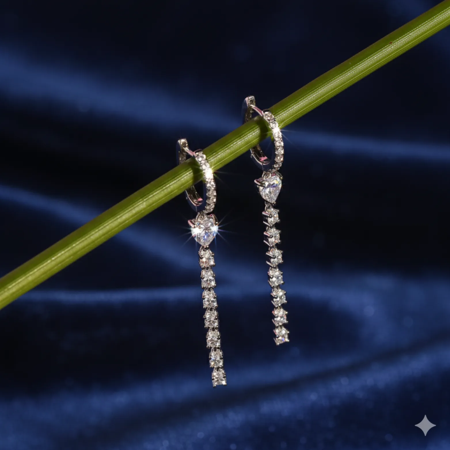 Silver Heart Drop Dangler Earrings 