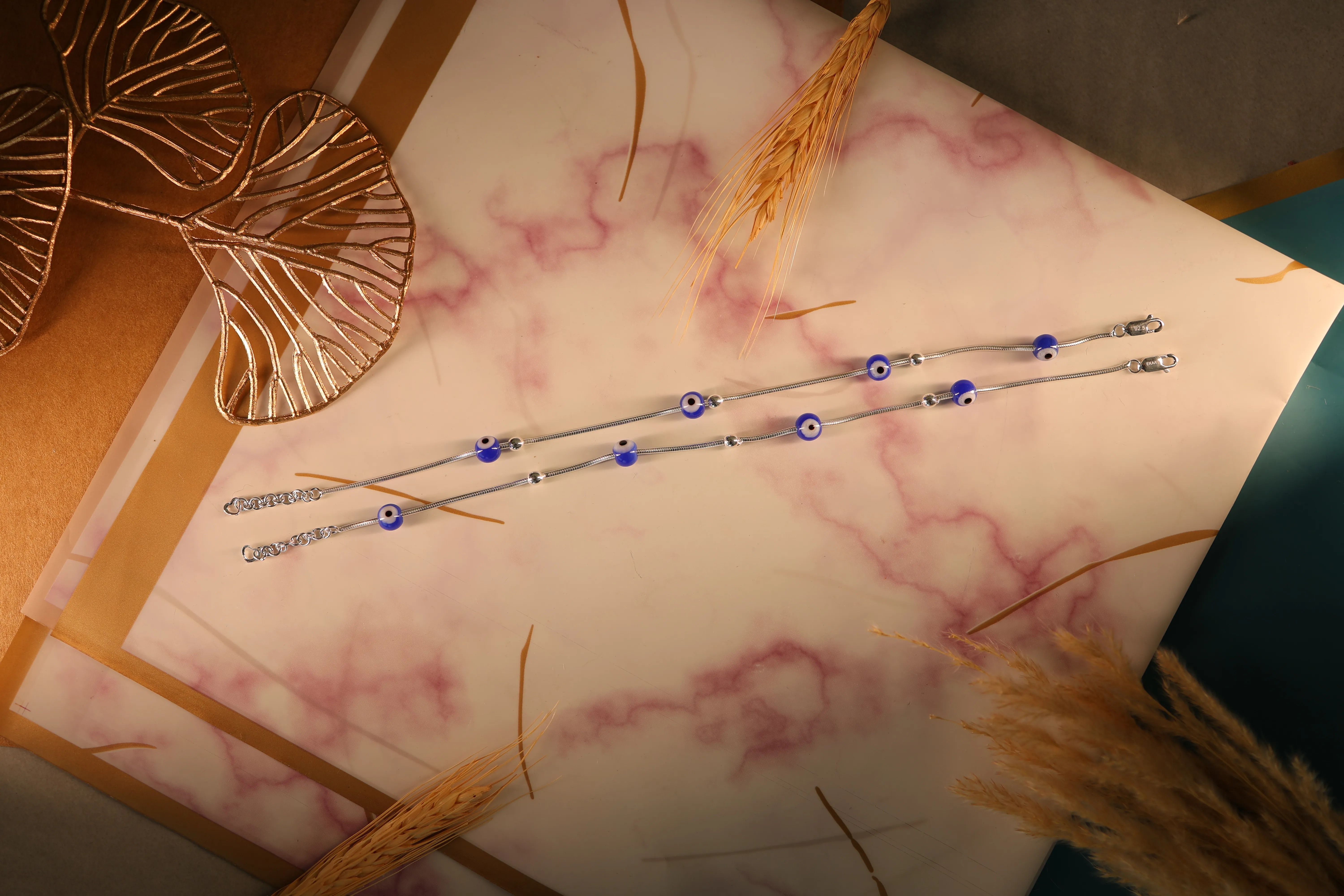 Evil Eye Anklets with Modern Charm