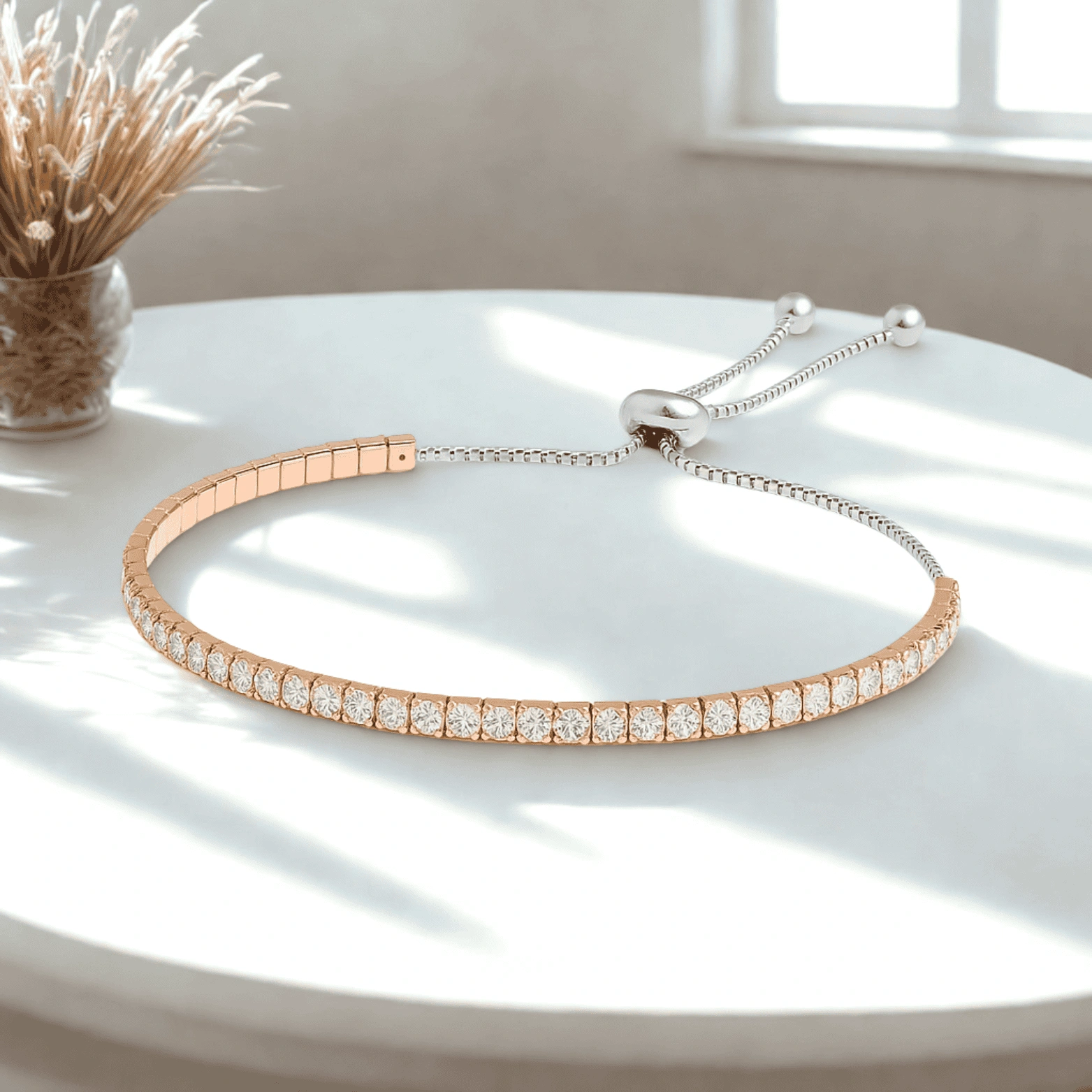 Ekaa Radiant Rose Adjustable Tennis Bracelet