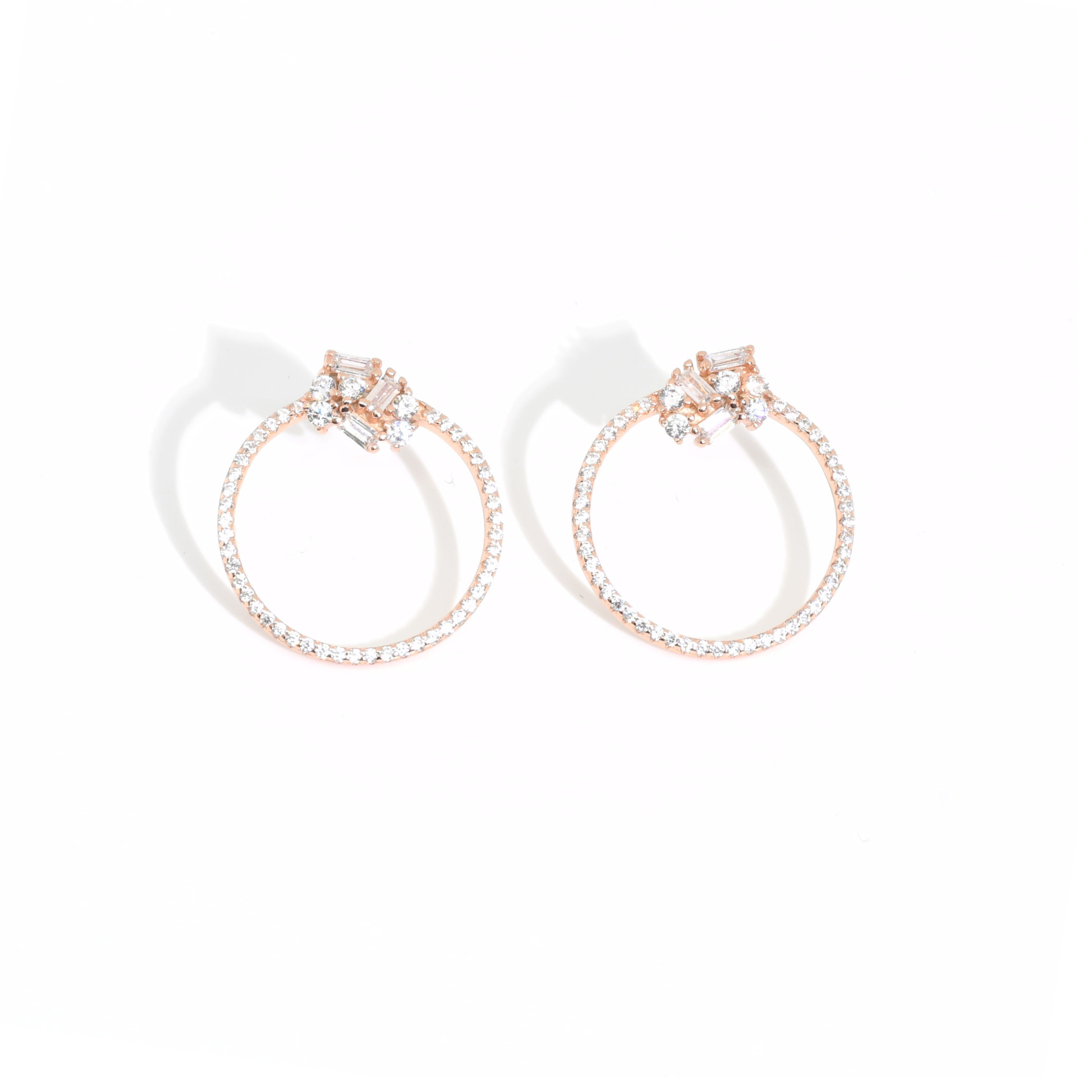 Rose Radiance Zirconia Circle Earrings