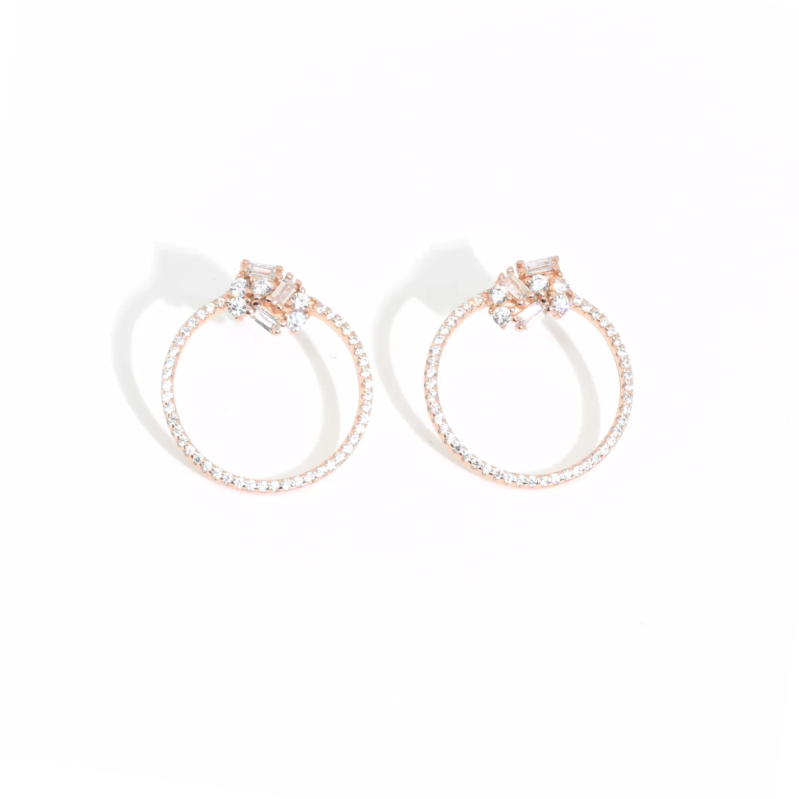 Rose Radiance Zirconia Circle Earrings