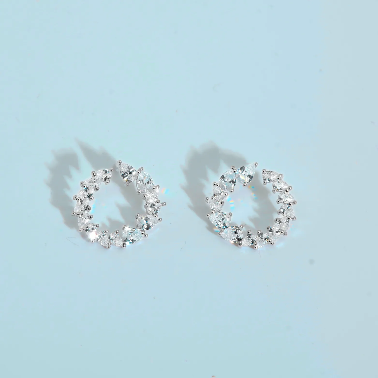 Ekaa Celestial Halo Zircon Stud Earrings