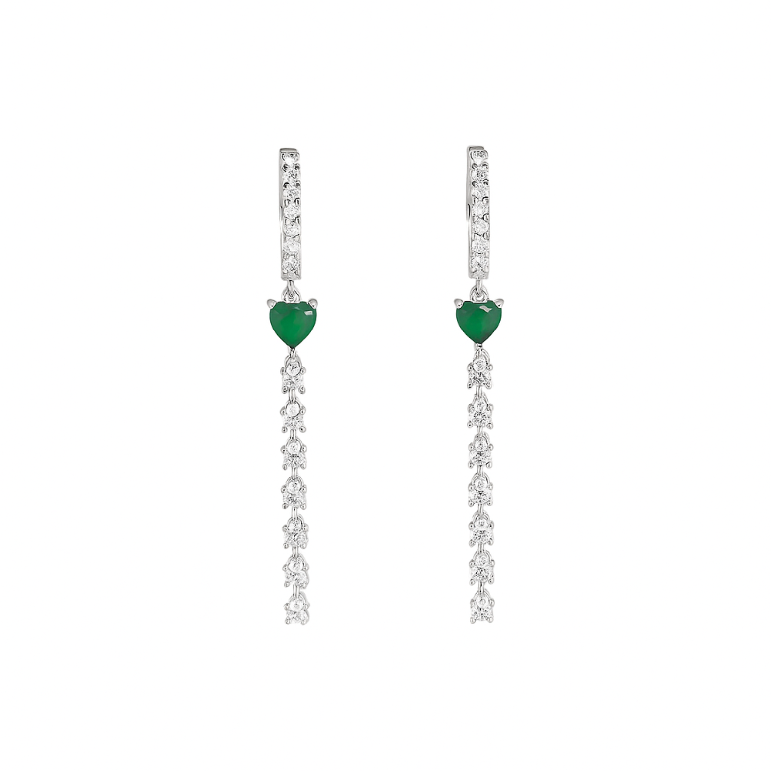 Emerald Heart Drop Earrings 