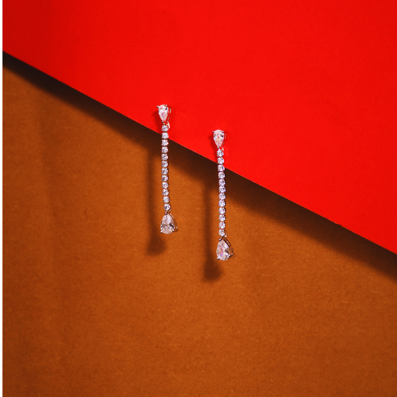 Crystal Droplet Linear Earrings