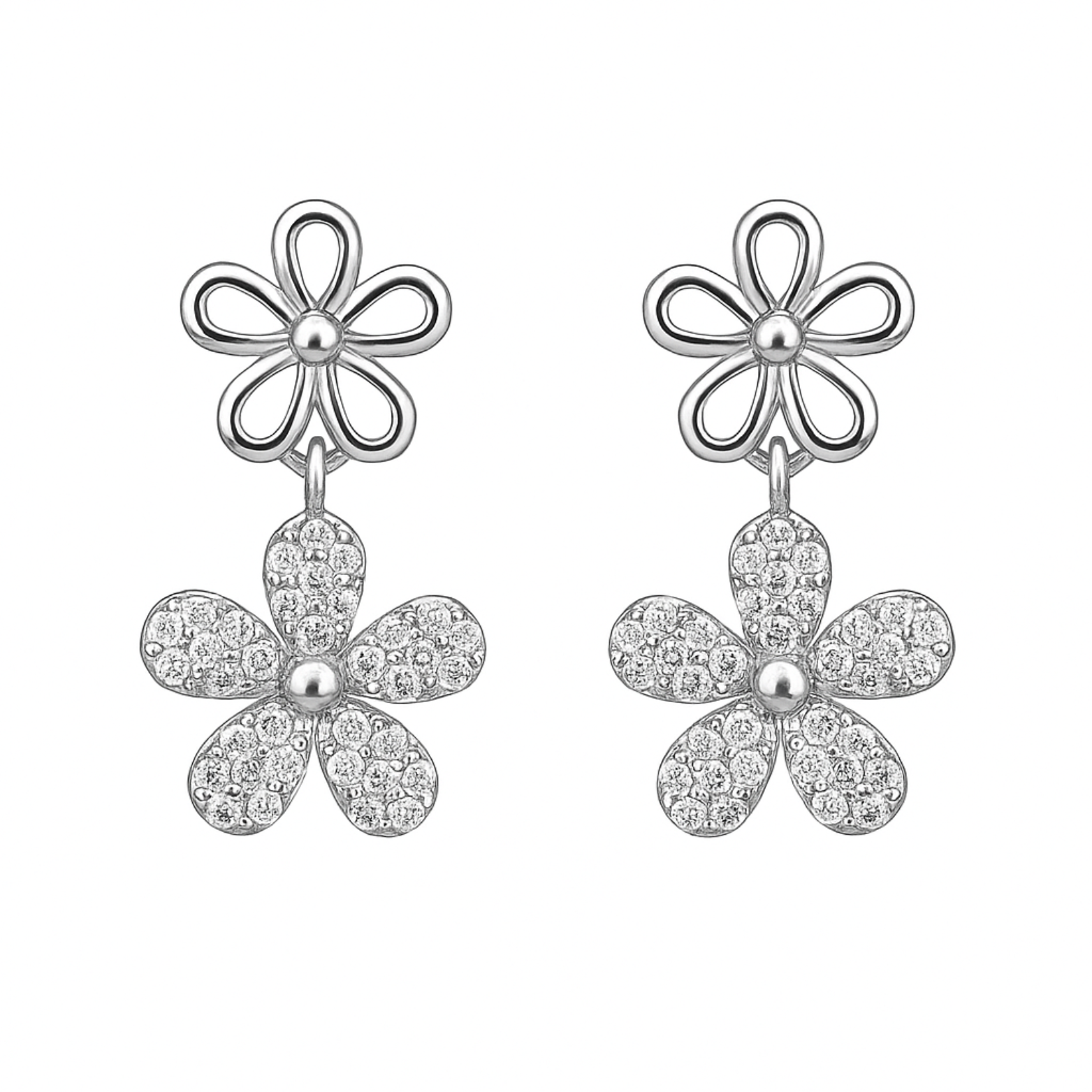 Daisy Bloom Dual Flower Earrings