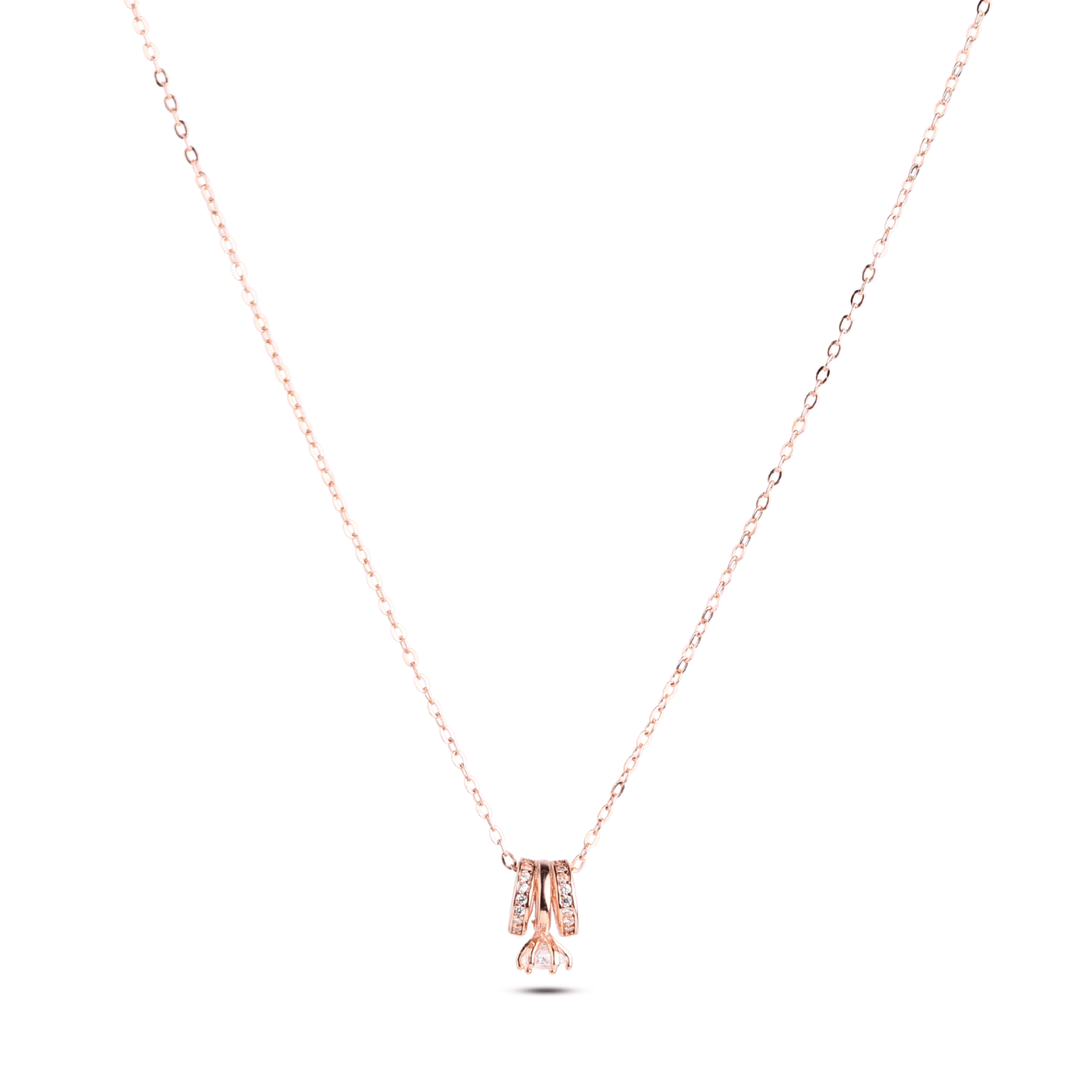  Rose Gold Sparkling Tulip Pendant Necklace