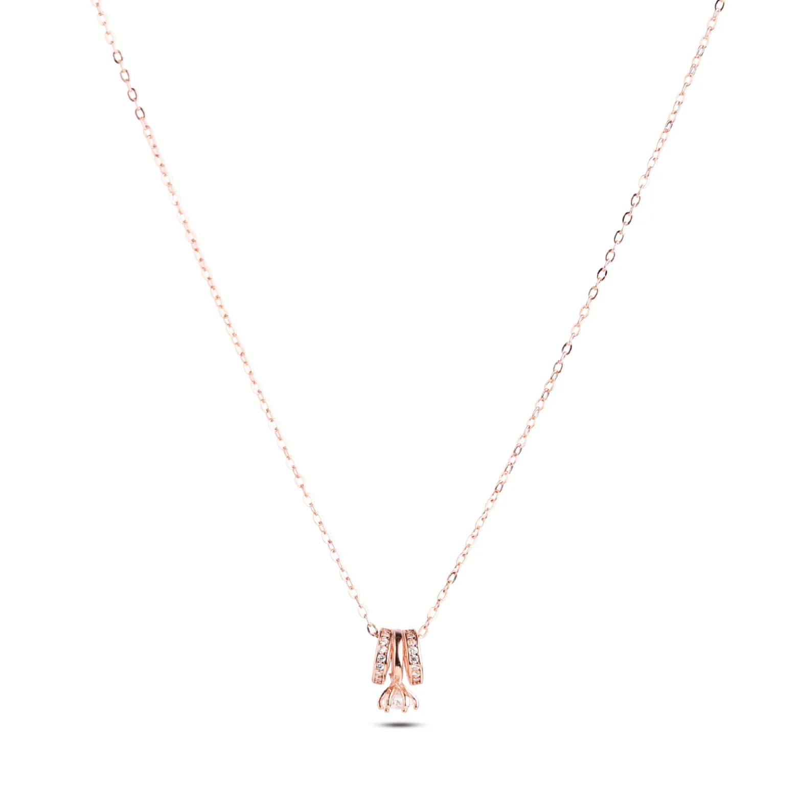 Rose Gold Sparkling Tulip Pendant Necklace