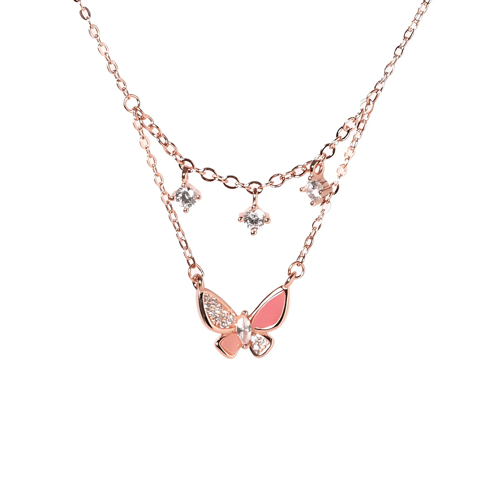 Enchanted Butterfly Dual Chain Necklace