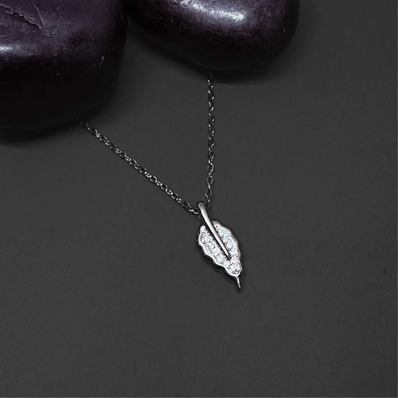 Midnight Leaf Pendant Necklace