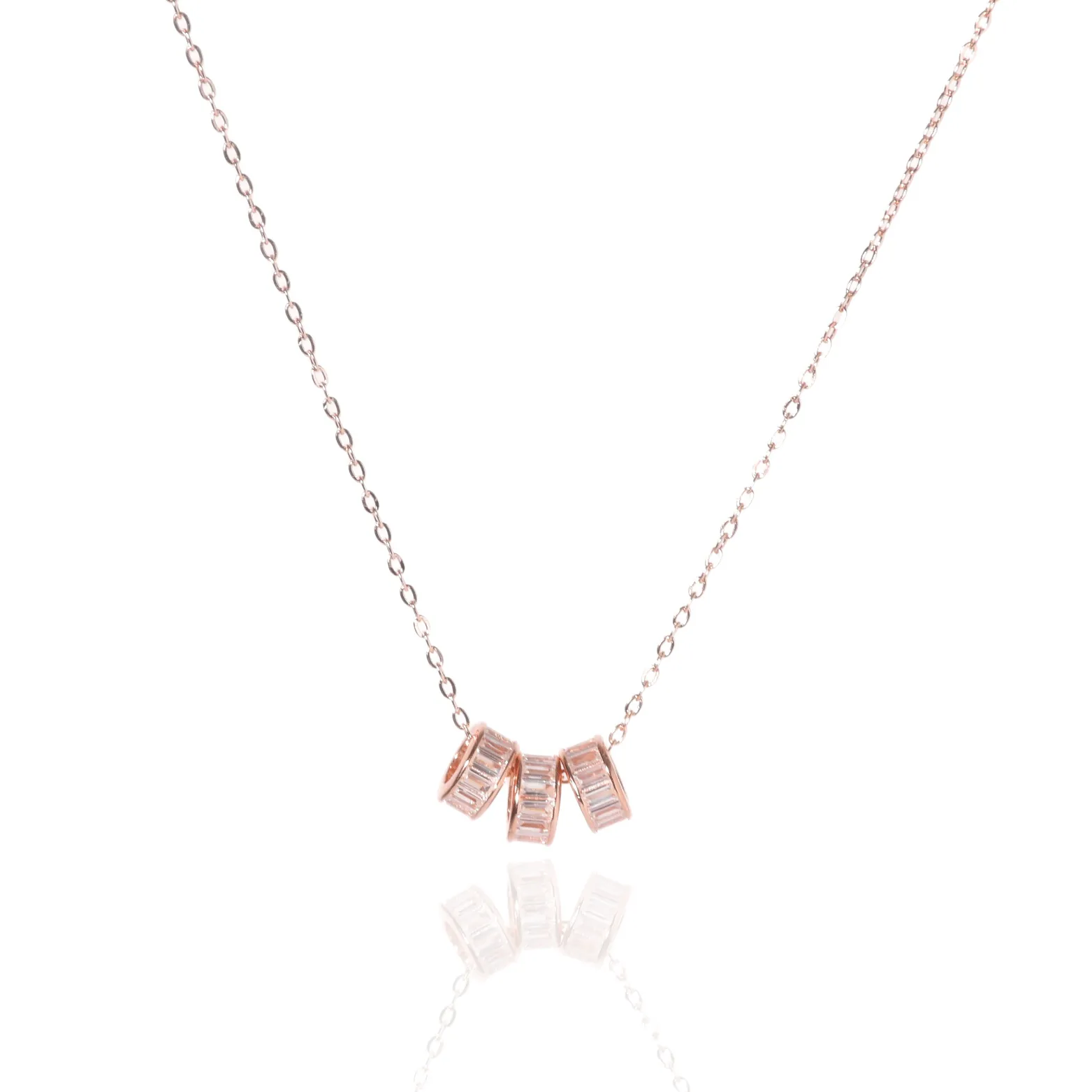 Rose Baguette Trio Necklace