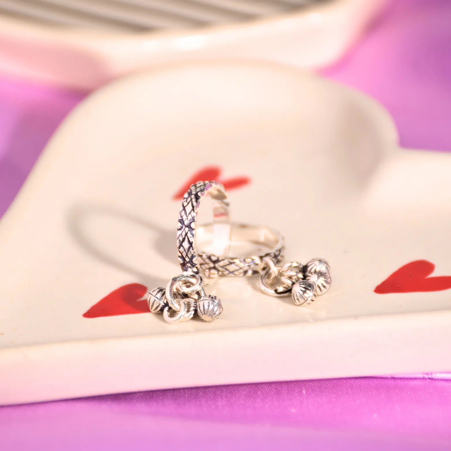 Vintage Jhumki Silver Toe Rings