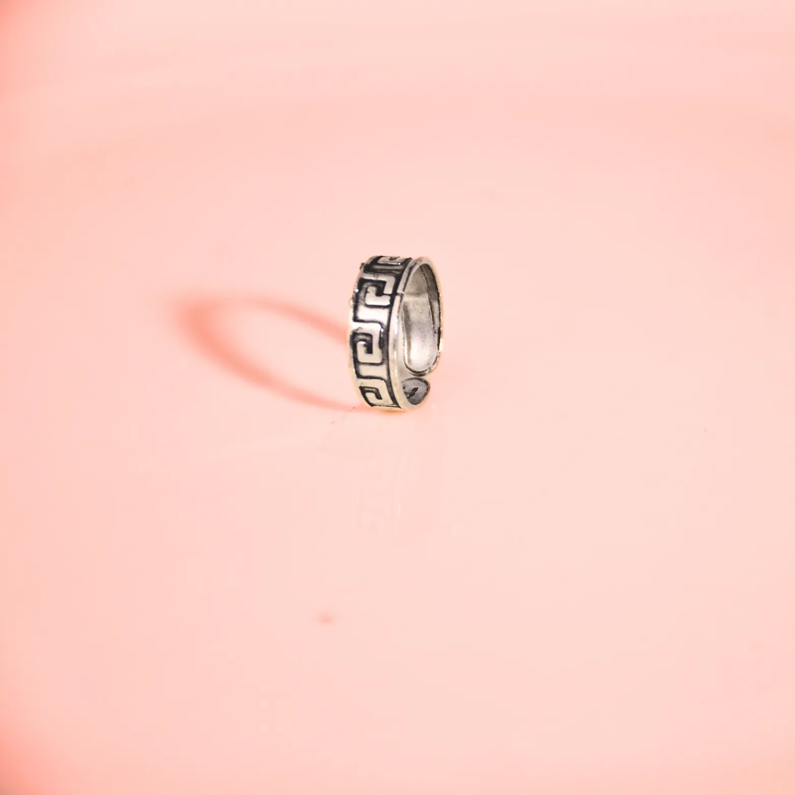 Classic Greek Key Oxidised Silver Toe Rings 