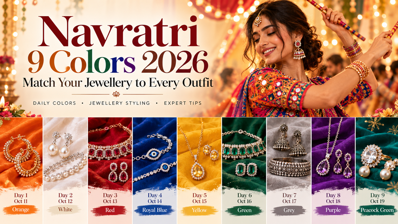 Navratri 9 Colors 2026: Match Your Jewellery to Every Outfit