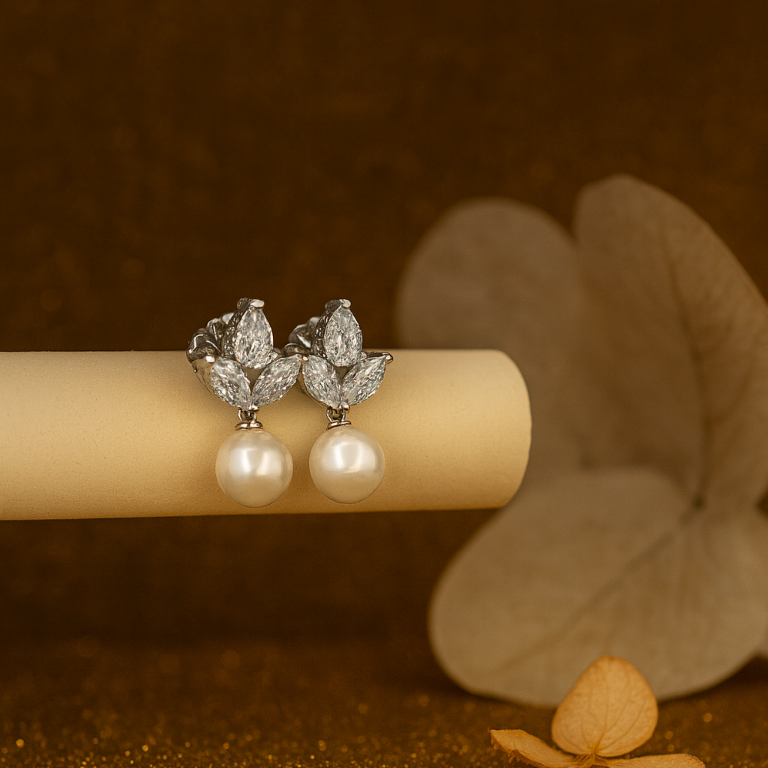 Pearl Elegance Silver Drop Earrings 