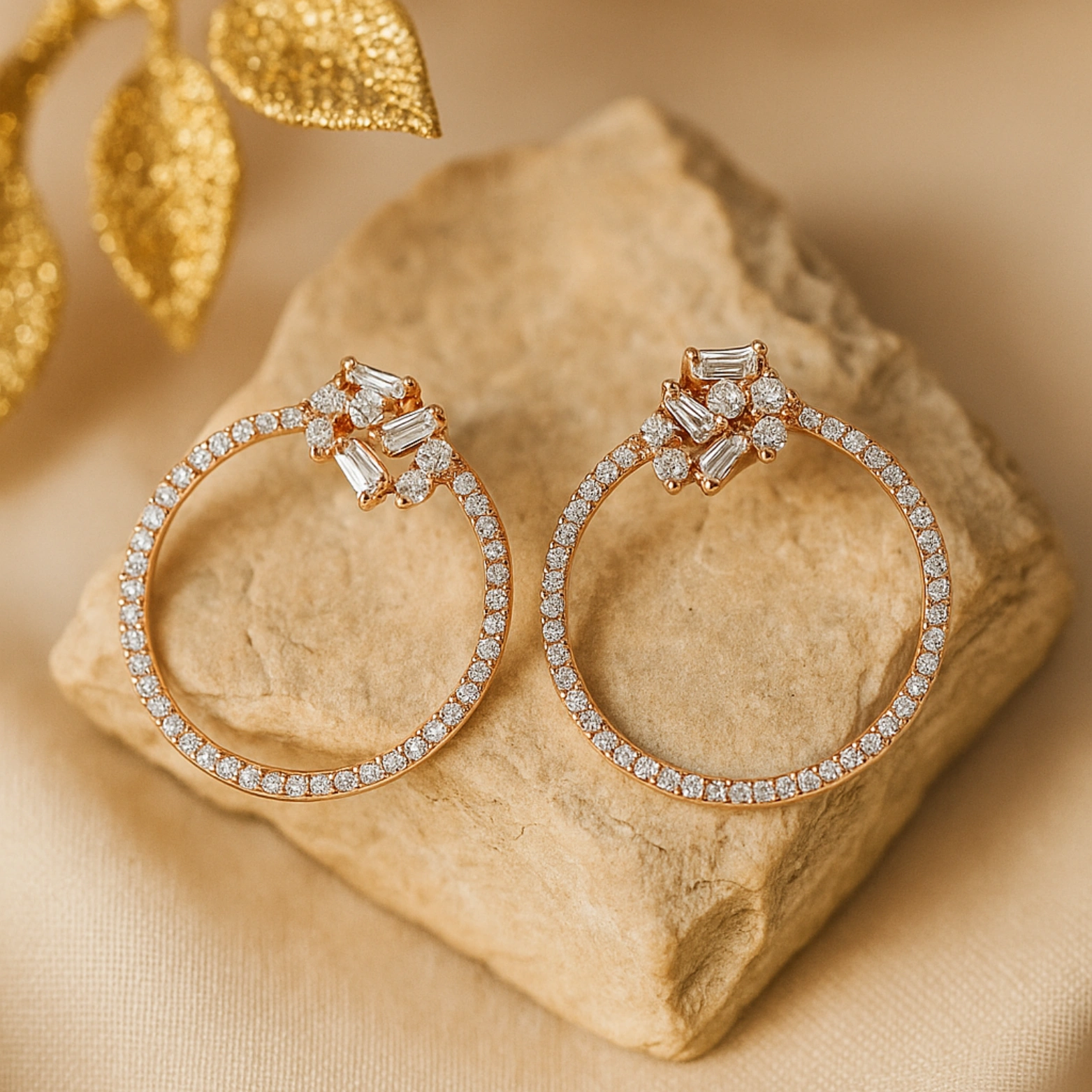 Rose Radiance Zirconia Circle Earrings