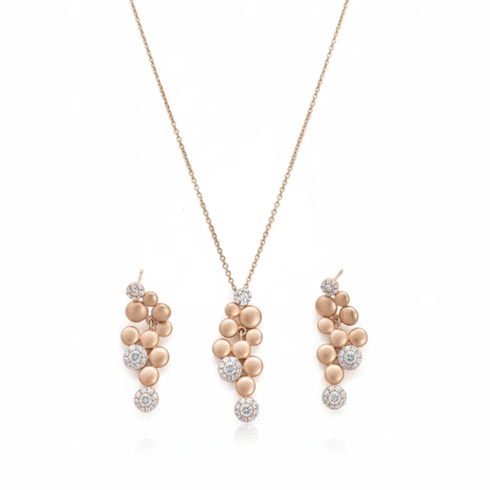Radiant Cluster Pendant  Earrings Set