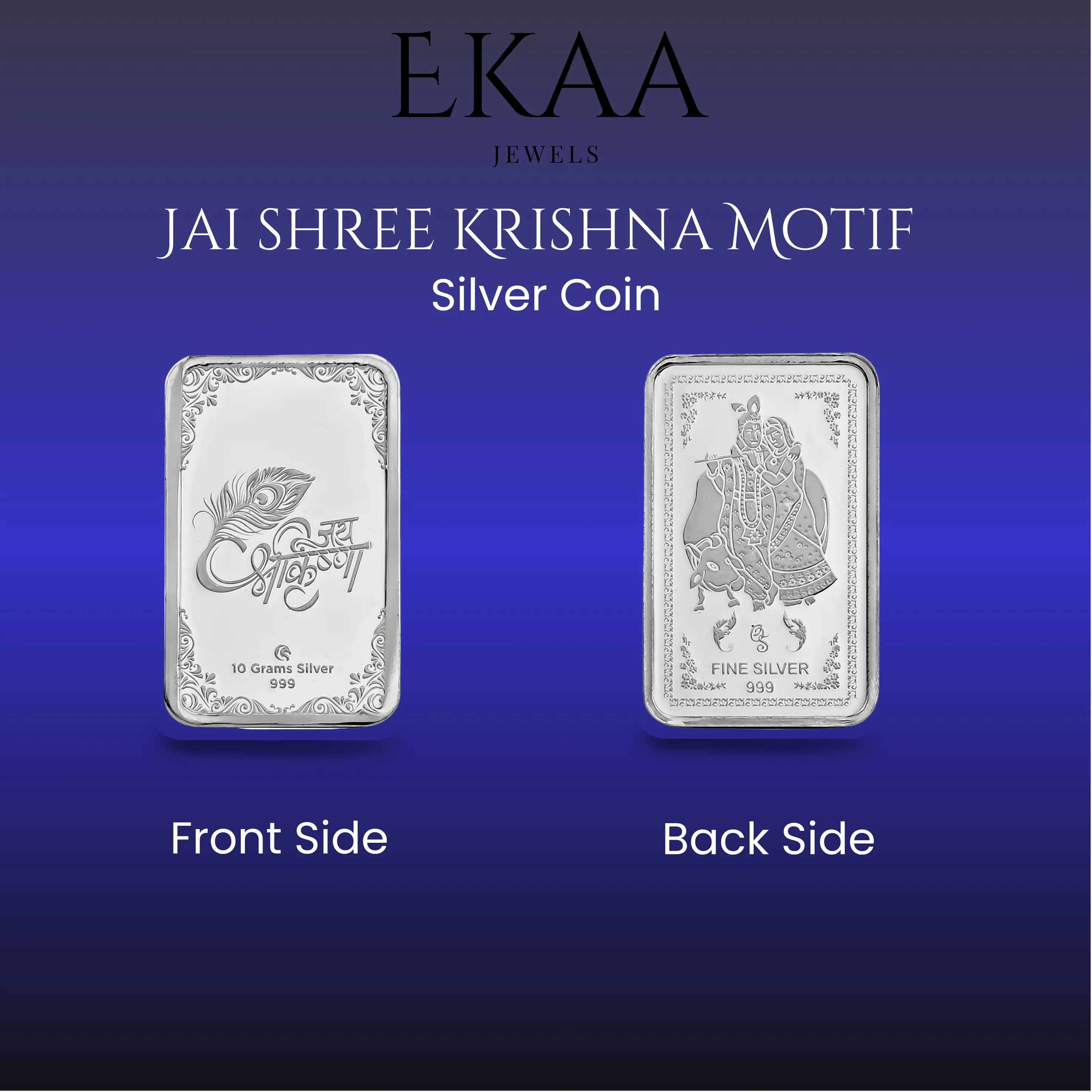 Jai Shree Krishna Motif 10 Gram 999 Fine Silver Coin