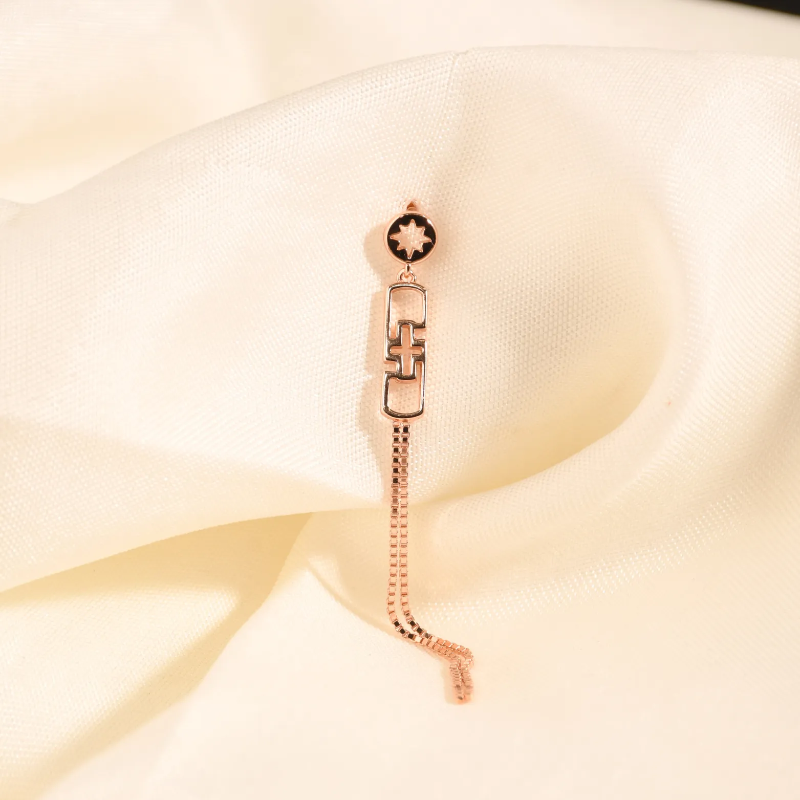 Rose Gold Tassel Chain Drop Earrings