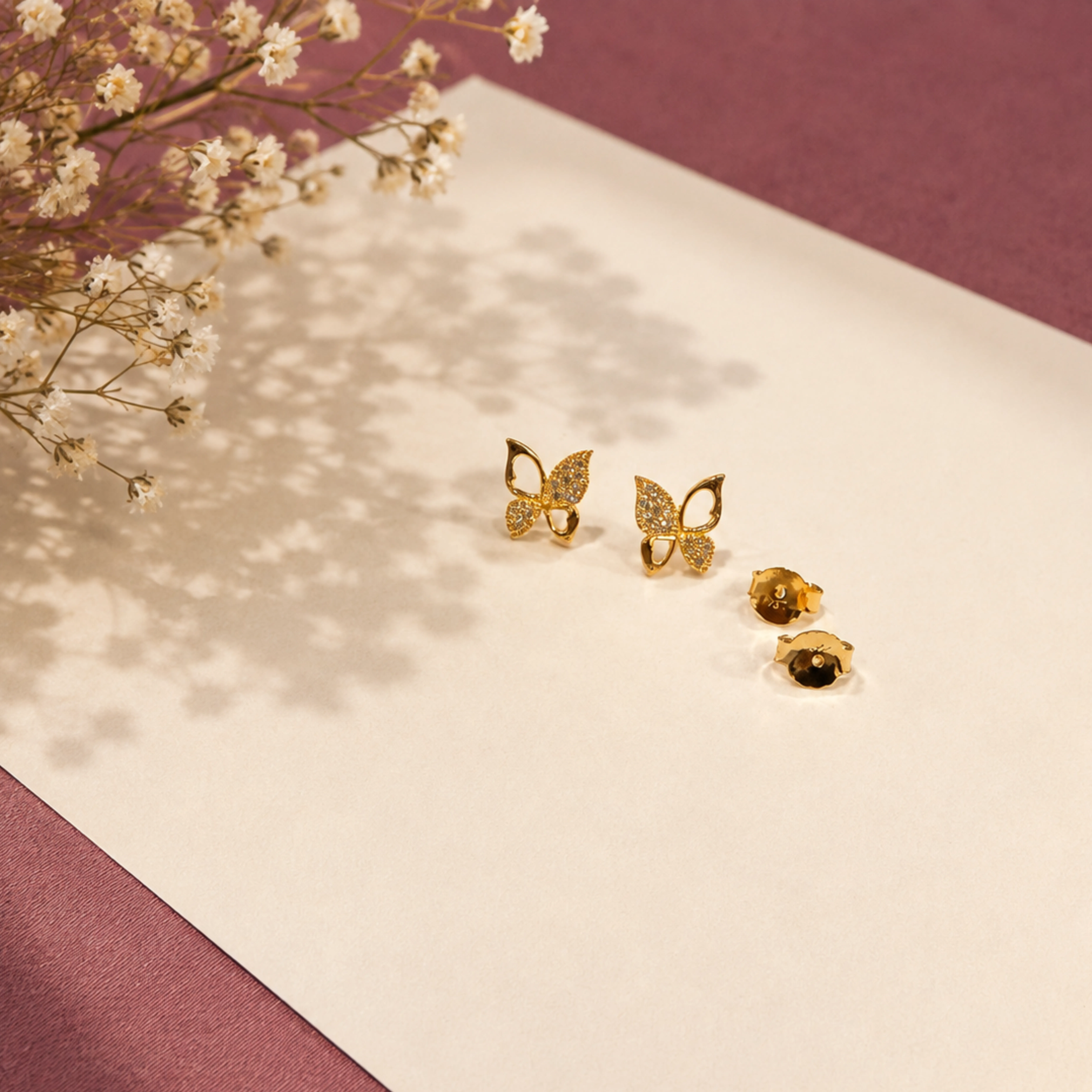Gold Butterfly Stud Earrings