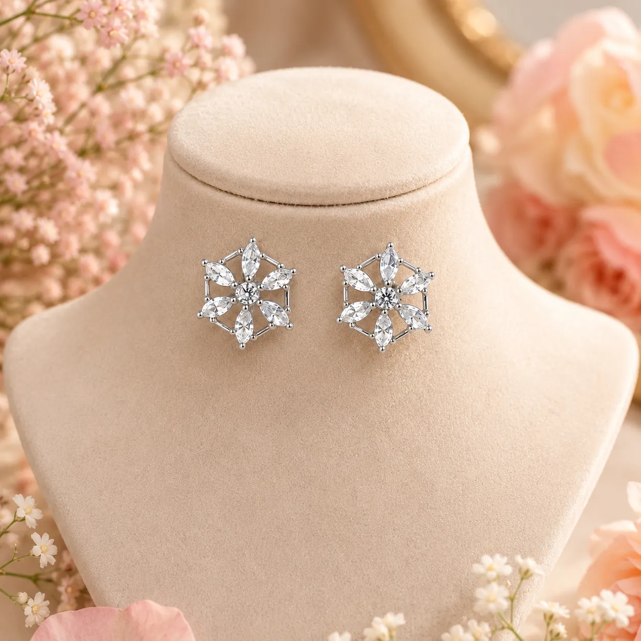 Romantic Floral Diamond Studs
