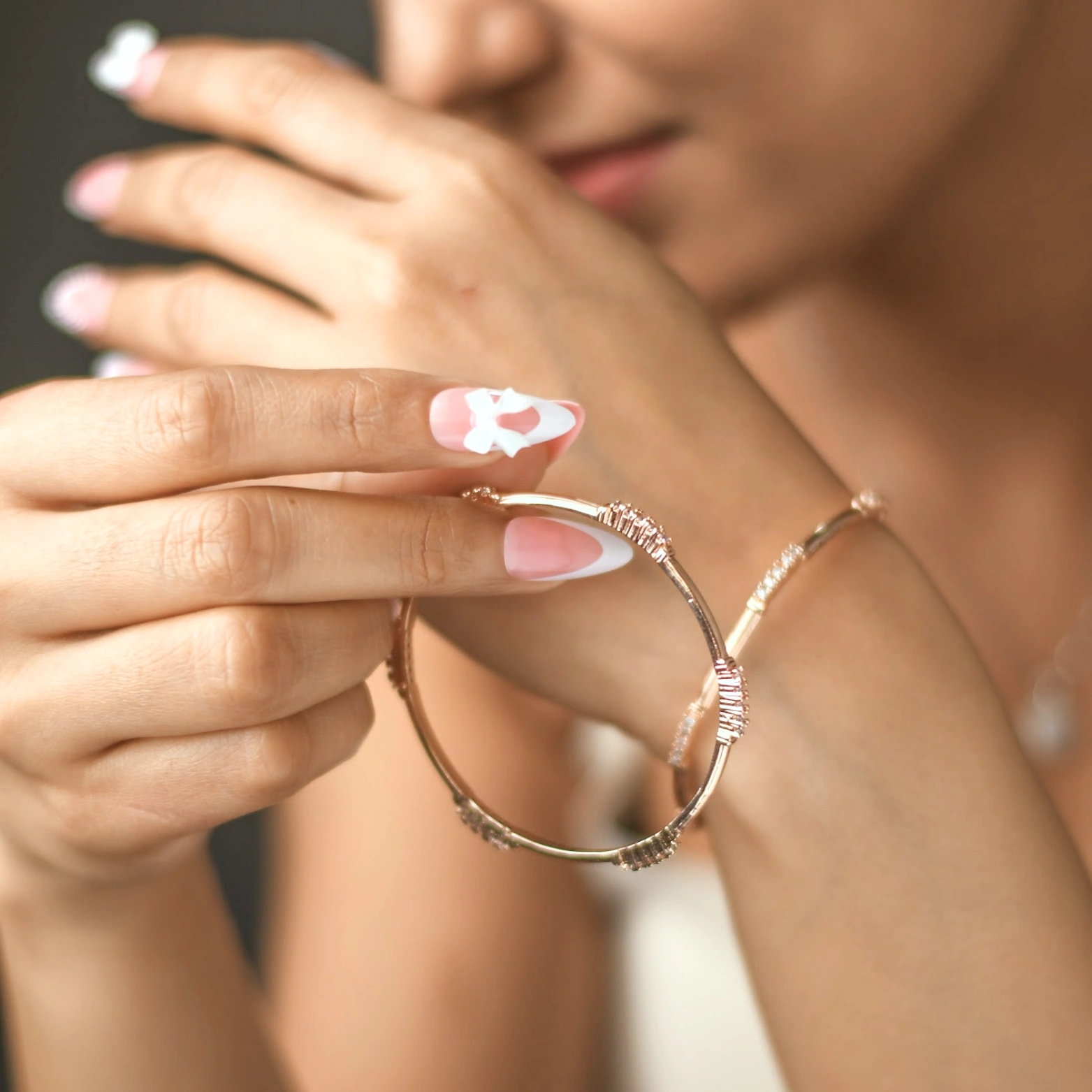 Rose Gold Sterling Silver Zircon Bangles