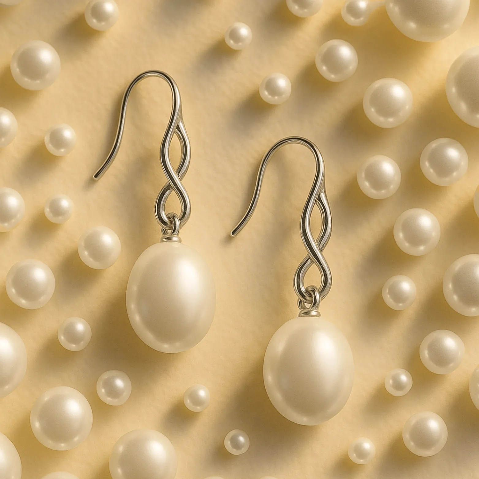 Pearl Drop Twirl Earrings